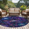 thumbnail image 4 of Round Rug 7Ft Washable Non-Slip, Abstract Flower Circle Area Rugs for Living Room Bedroom, Blue Purple Stars Sky Floral Leaf Indoor Floor Mats Carpet Runner for Home Decor Aesthetic, 4 of 8