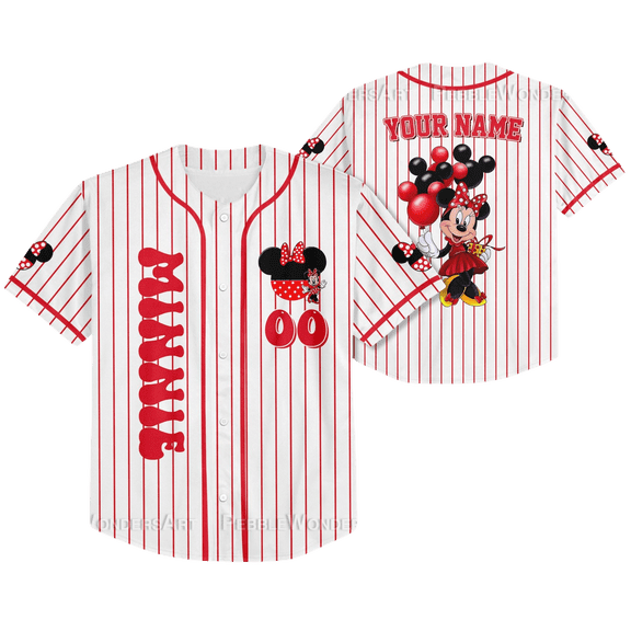 Personalized Disney Minnie Mouse Baseball Jersey Mickey and Friends Shirt Magic Kingdom Fan Outfit