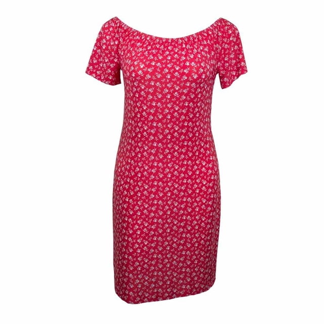 Vestido George para Mujer, con Cuello Ojal y Manga Corta Plisado con Elástico Rojo Talla 3EG