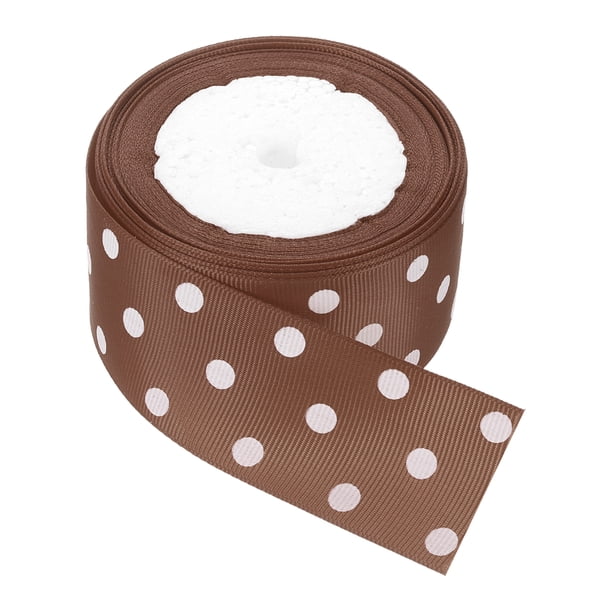 Cintas de Grosgrain Uxcell de 10 yardas de 3/2" marrón con puntos blancos para moño