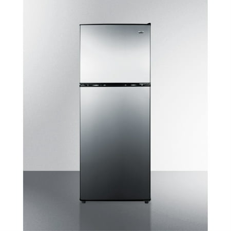 2-door cycle defrost refrigerator-freezer in slim width with stainless steel doors and black cabinet