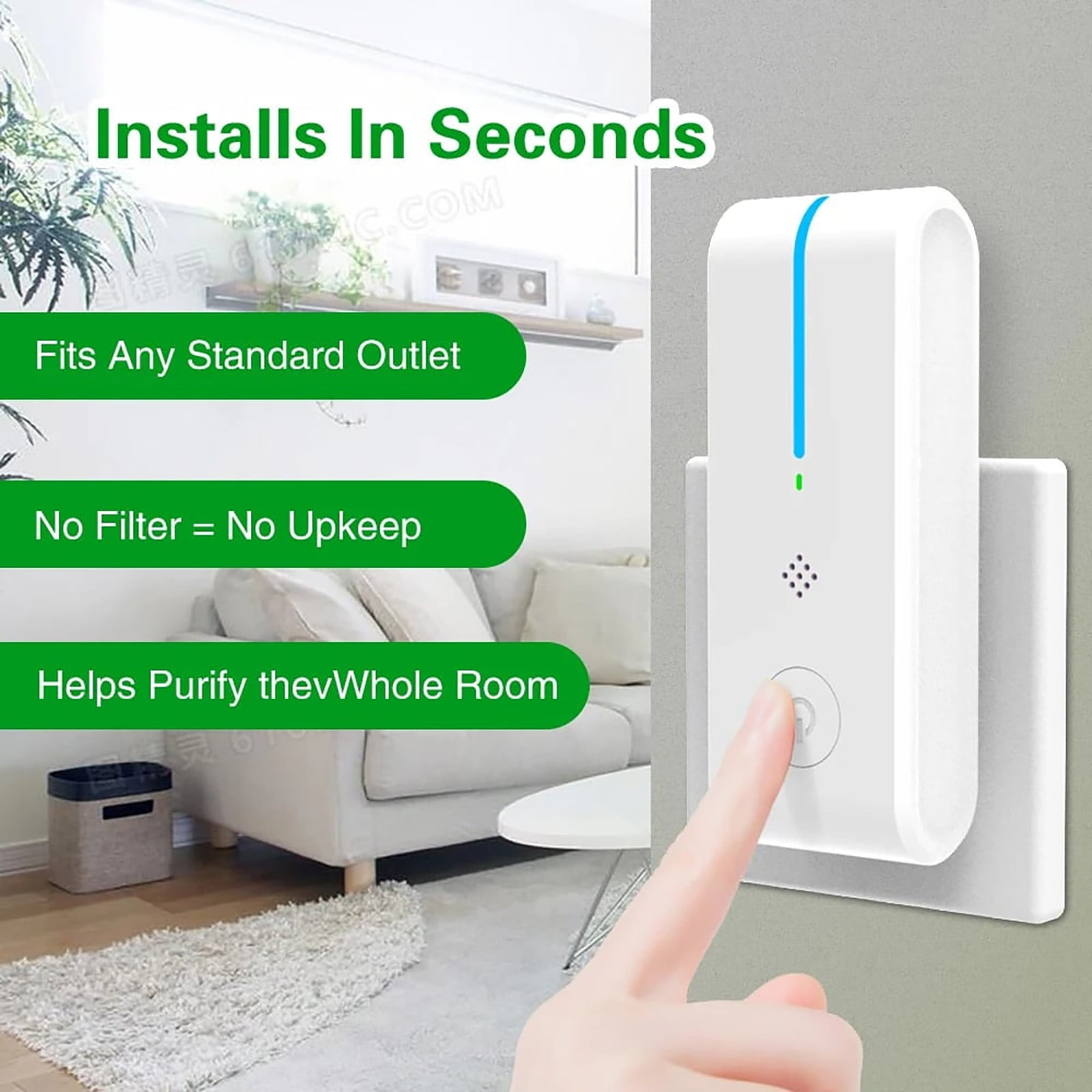 YiJuHui 5pcs Negative Ion Air Purifier Plug-in Odor Eliminator for Home Office Travel Portable Air Freshener with Night Light