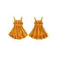 thumbnail image 2 of FOCUSNORM Bébé Fille Robe d'Été 6M 12M 18M 2T 3T 4T 5T Vêtements pour Enfants Décontracté Cou Carré Sans Manches Robe Ceinturée Bambin Robe A-Ligne, 2 of 9