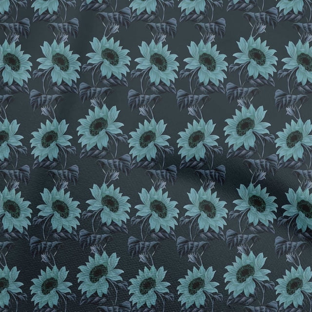 oneOone Polyester Spandex Turquoise Blue Fabric Floral Craft Projects Decor Fabric Printed By The Yard 56 Inch Wide
