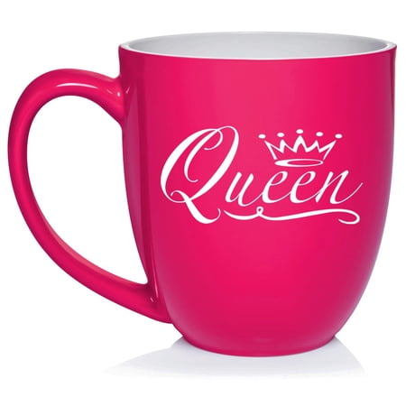 Queen Fancy Ceramic Coffee Mug Tea Cup Gift (16oz Hot Pink)