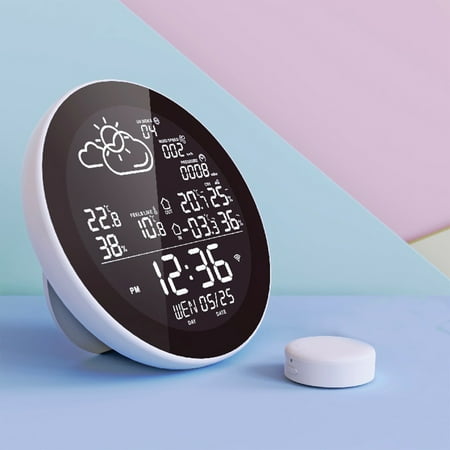 Amdohai tuya wifi Station météo intelligente avec horloge compteur de  température et d'humidité intérieure et extérieure multifonctionnel grand  écran couleur horloge météo Temp. et jauge d'humidité 
