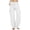 White, variant on Women's Linen Wide Leg Cargo Pants Elastic Drawstring Waist Casual Loose Trousers With Pockets