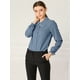 thumbnail image 3 of Blusa de Manga Larga Allegra K con cuello Peter Pan y volantes Azul polvoriento L, 3 of 6