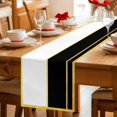 thumbnail image 5 of Modern Black Gold Table Runner - 70 Inch Long Minimalist Geometric Yellow Striped Cotton and Linen Blended Dress Scarves Farmhouse Table Runner for Kitchen Dining, Coffee Table, 13" x 70", 5 of 8