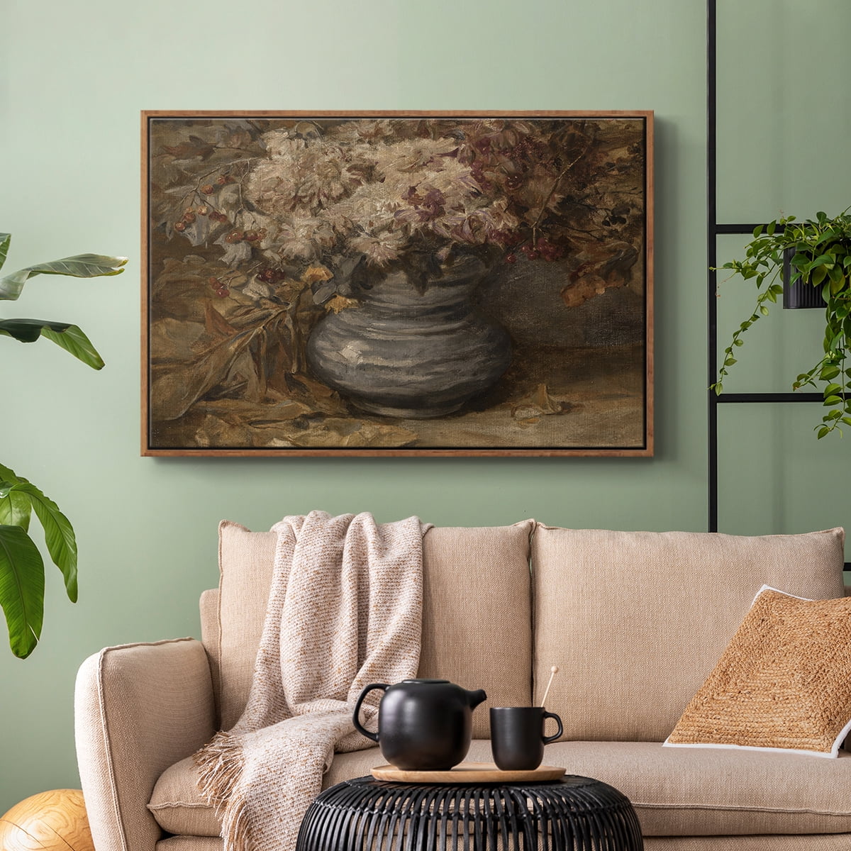 Vintage Botanical Print-LXIV By Wexford Home Framed in Walnut Wood Gallery Wrapped Canvas 27 in. x 41 in.