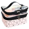 thumbnail image 1 of Toiletry Bag Large Capacity Clear Double Layer Cosmetic Bag Travel Makeup Bag, 1 of 10