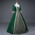 thumbnail image 2 of nerohusy Victorian Dress for Women Renaissance Costume Masquerade Ball Gown Lace Overlay Floor Length Dress with Bell Sleeves 2025 Green,XL, 2 of 4