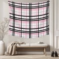thumbnail image 5 of Pink Black Plaid Tapestry for Bedroom Wall Hanging Tapestry, Farmhouse Pink Black Checkered Ceiling Backdrop Tapestries Poster Blanket Wall Decor for Teens Room Living Room Dorm 39" x 59", 5 of 8