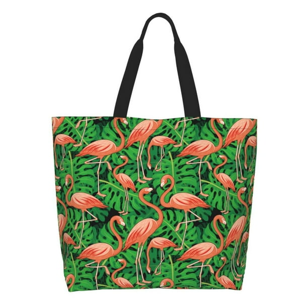 Balery Flamingo Bolsa Tote Estilo Estético con Cremalleras, Bolsa de Hombro, Bolsa de Compras Grande y Plegable