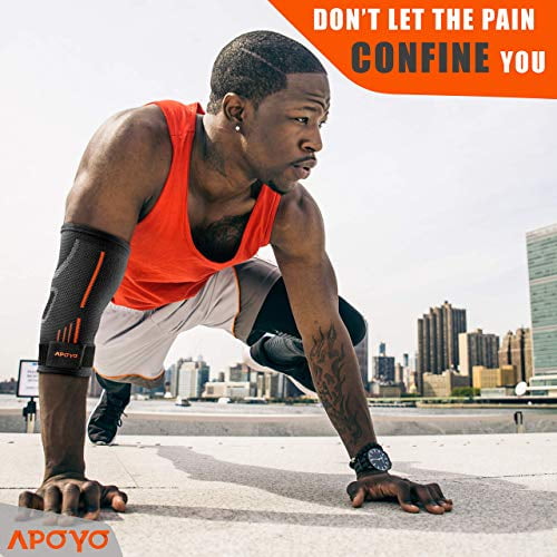 APOYO Elbow Brace for Tendonitis and Tennis Elbow, Elbow Compression Sleeve, Tennis Elbow Brace for Women and Men w/ Adjustable Strap for Tennis Elbow Relief, Weightlifting, Arthritis, Workouts, Reduc