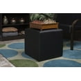 thumbnail image 2 of Regency Upholstered Soft Jean Plush Square Ottoman - Black, 2 of 4