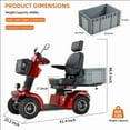 thumbnail image 3 of QEEKA Mobility Scooter,4 Wheels Mobility Scooter for Adults Seniors, Electric Folding Wheelchair Device for Travel,3-Speed Travel Long,Red, 3 of 9