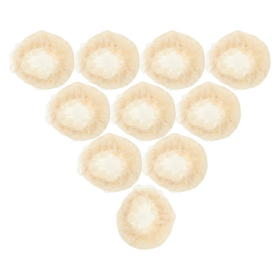 OFFIGAM 10Pcs Elastic Beige Hair Net for Ballet Bun Lace Design Durable Comfortable