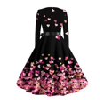thumbnail image 4 of Women's Valentine s Day Heart Print Dress Long Sleeve Belted Waist Flowy A Line Skirt Romantic Red Heart Detail Comfortable Soft Material Perfect for Casual, Sizes S-5XL, 4 of 5