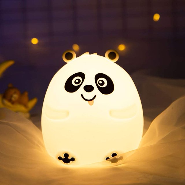 Cute Panda Light Up Animal Night Light para niños, lámpara de niño que cambia de color con pilas, oso de silicona, guardería, bebé, luz nocturna para niños, regalos de cumpleaños Sincero Hogar