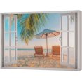 thumbnail image 2 of Beach Bathroom Wall Art Beach Coastal Pictures Wall Decor Sunset Blue Sea Canvas Painting Print Palm Tree Tropical Nautical Wall Decor 3D Window View Artworks Framed for Living Room Bedroom 16"x12", 2 of 6