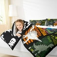 thumbnail image 4 of jejeloiu Cute Cartoon Dinosaur Bedding Comforter Set,Kawaii Dino Silhouette Twin Comforter Sets,Green Black Orange Bedding Set For Kids,Super Cozy Room Decor,2-Piece, 4 of 8