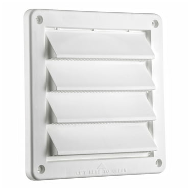 Lambro 6-In. White Plastic Fresh Air Intake Vent with Rain Guard and Removable Screen, White, 606W, 606W