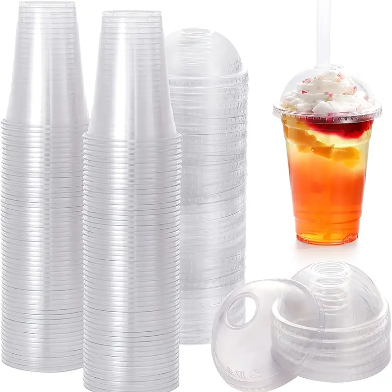 16oz 100pcs Cups + 100pcs Arch Lids Tashibox Clear Disposable PET
