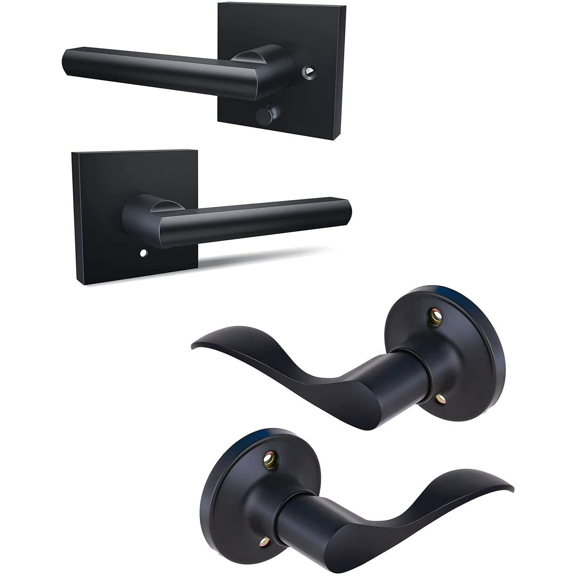 Interior Door Handles, Black Door Handle, Matte Door Lever+Dummy Door Knob, Closet Door Handle, 2 Pieces Door Lever | Walmart Canada