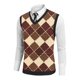 thumbnail image 5 of Camiseta sin mangas con cuello en V para hombre, estilo informal, con estampado vintage, permeable al trabajo y cuello en V., 5 of 5