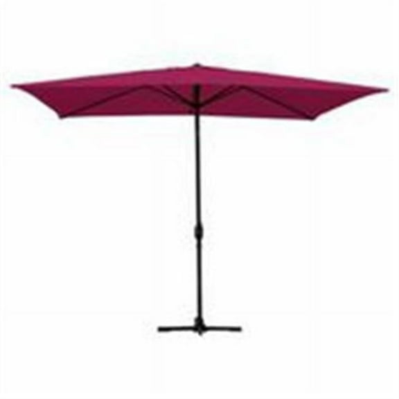 6.5 x 10 Ft. Aluminum Patio Market Umbrella Tilt with Crank - Burgundy Fabric & Black Pole