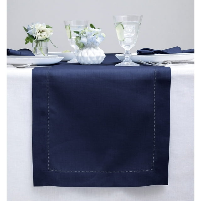 Tapete de mesa Solino Home Linen, azul marino, 183 cm de largo, 100% lino