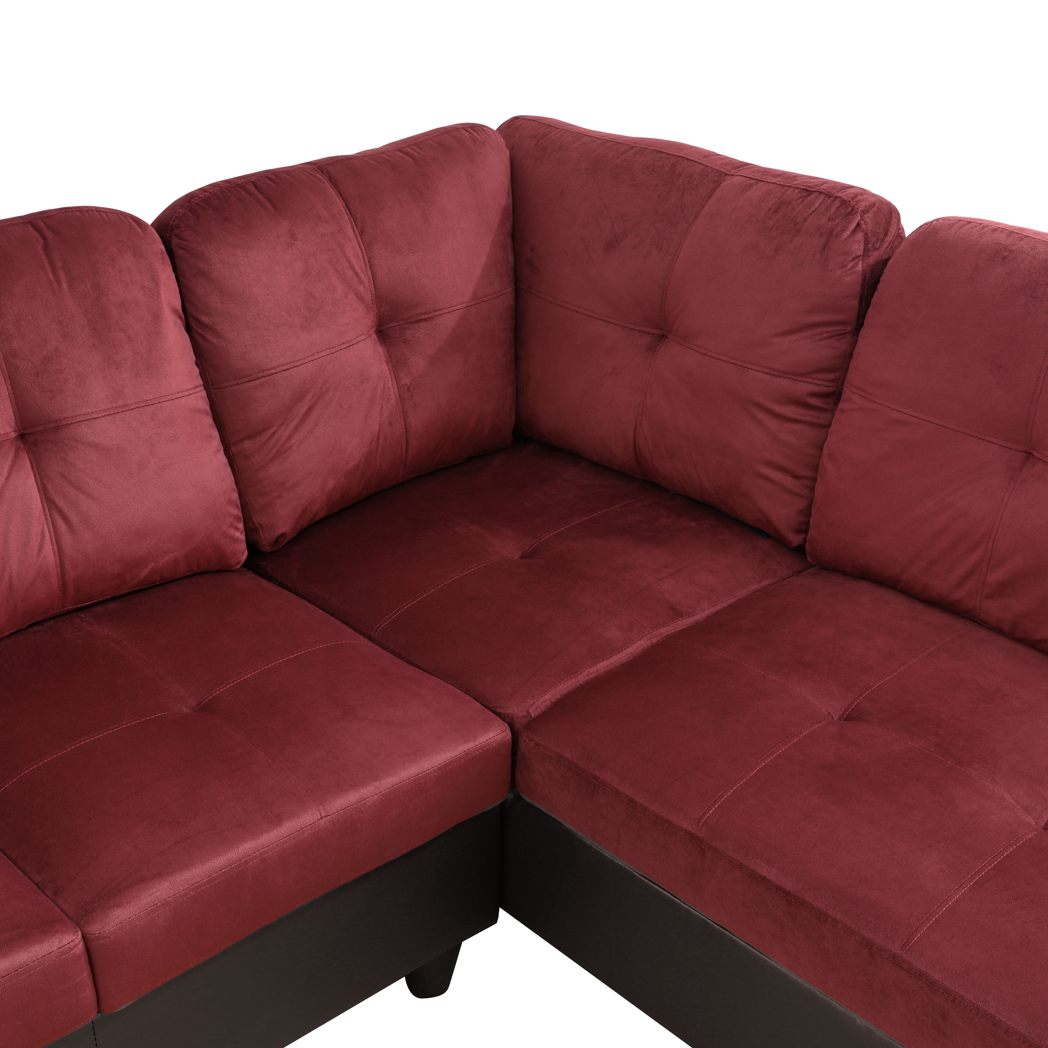 MAYEERTY Red Modern 3-Piece Flannel & PVC Couch Vibrant Bold Living Room Seating