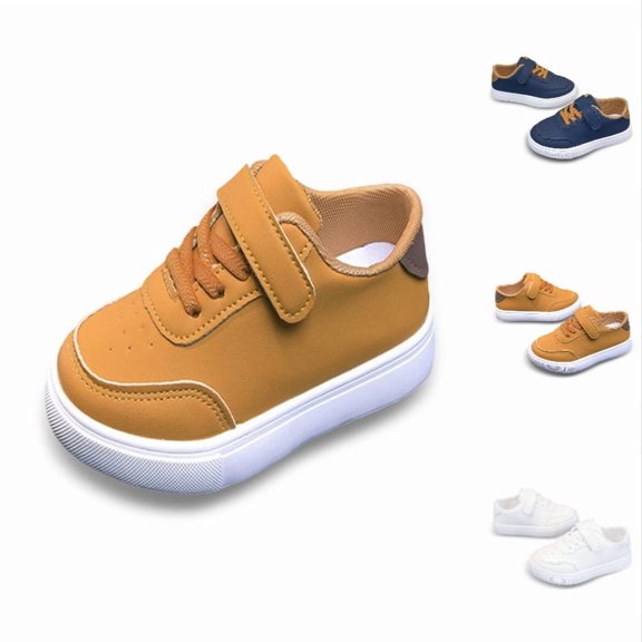 Krdevn Boys Girls Sneakers, Walking Leather Casual Lightweight Kids Shoes Non- Comfortable Running Athletic Sneakers for Toddler/Little/Big Kid,Yellow