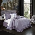 thumbnail image 3 of Chic Home Kensley Comforter Set Washed Crinkle Ruffled Flange Border Design Bed In A Bag Lavender, Twin, 3 of 5