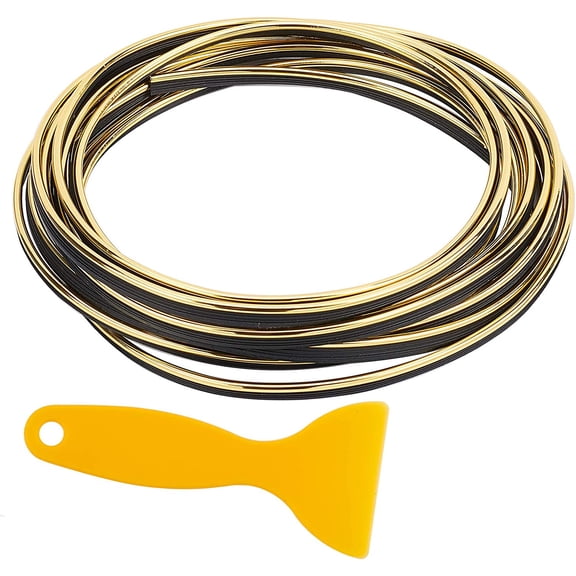 1set Car Interior Moulding Trim 16.4ft Automobile Filler Trim Strip Universal Decorations with Scraper Tool Fit for Most Car golden