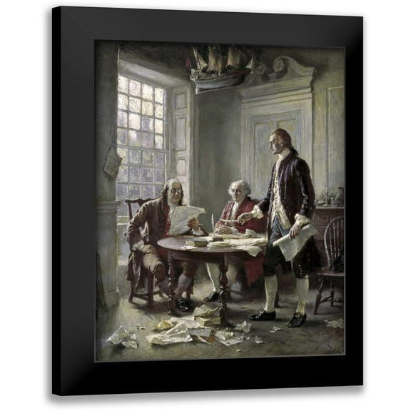 Ferris, Jean Leon Gerome 12x14 Black Modern Framed Museum Art Print Titled - Drafting the Declaration of Independence