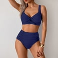 thumbnail image 5 of MIXUE Swim Suits for Women Solid Color Sexy Two Piece High Waist Bikini Sets for Women Swimwears Bathing Suits,Blue,L, 5 of 7