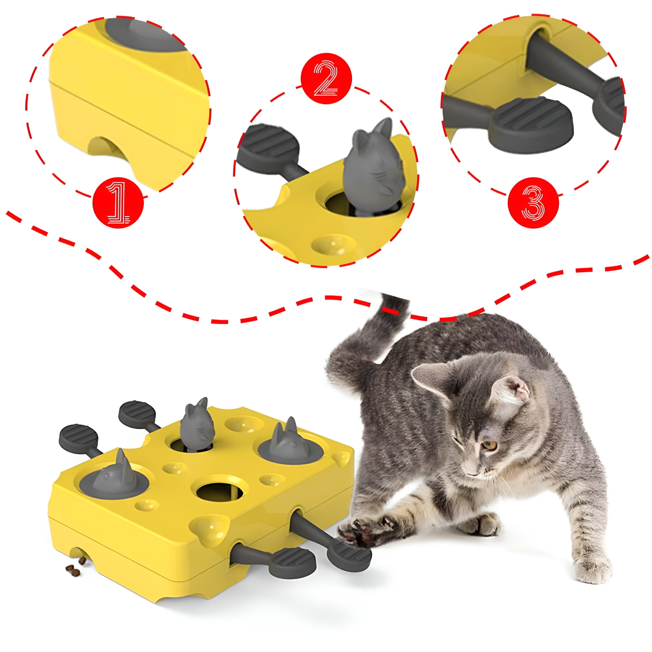 BESTSKY Interactive Treat Puzzle Cat Toy, Cat Treat Food Dispenser Toy, Funny Slow Eating Puzzle Feeder for Indoor Cats Pet Training