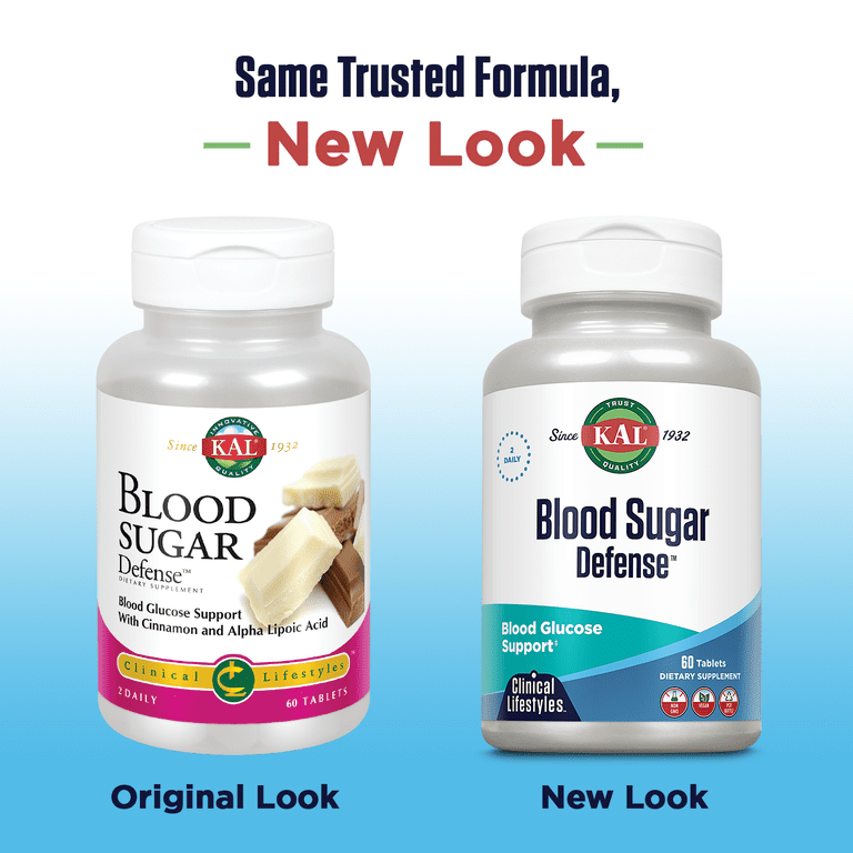 Kal Blood Sugar Defense, Blood Glucose Support Supplement with Cinnamon, 60 Tablets - Walmart.com