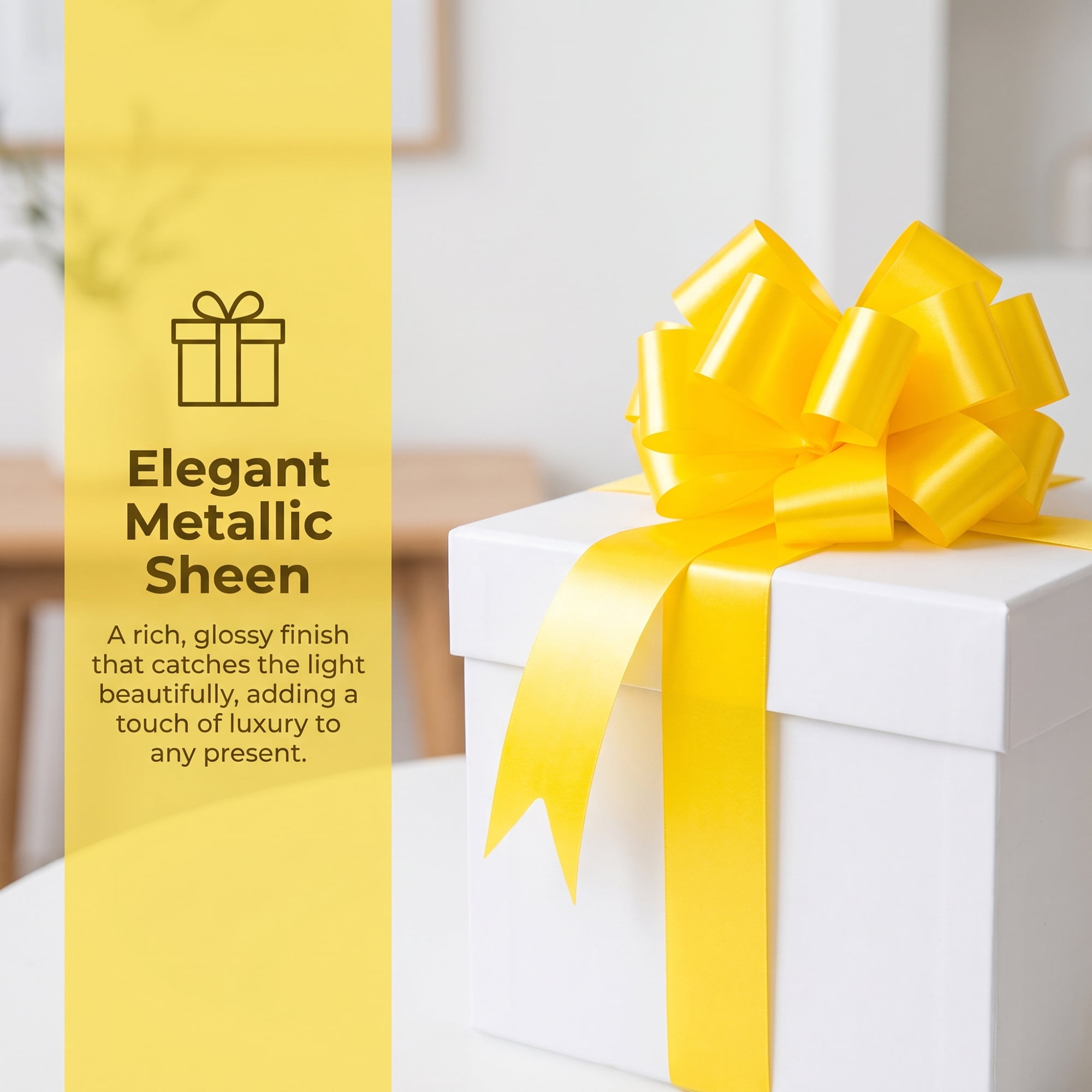 Unique Bargains Crush-Resistant Metallic Bows for Gift Wrapping and Decoration Yellow