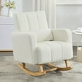 thumbnail image 2 of Bellemave Nursery Rocking Chair, Wingback Glider Rocker with Pillow, Modern Leisure Single Sofa for Living Room, Hotel, Bedroom Baby Bellemave Room（Cream White）, 2 of 8