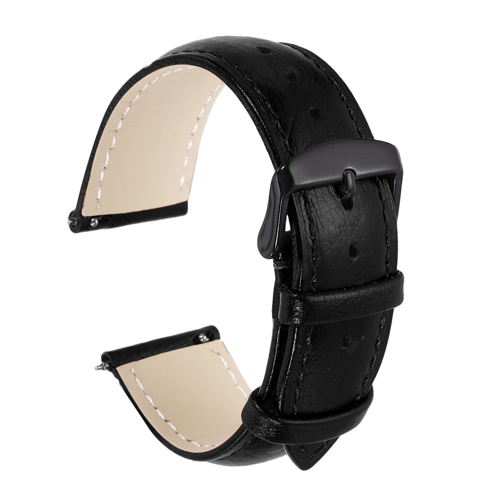 Uxcell Watch Band 22mm Width Vintage Top Grain Leather Quick Release Watch Strap Wristband Replacement Bands with Buckle Pin for Men Women Gifts, Black