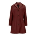 thumbnail image 5 of Plus Size Long Trench Coat with Notched Lapel Slim Fit Wool Blend Winter Overcoat for Women, 5 of 7