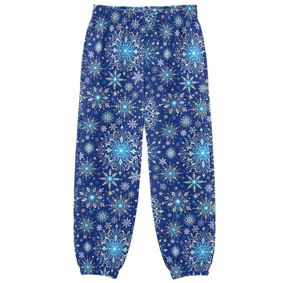 Blue Golden Snowflake Boys Pants Kids Casual Sweatpants Joggers Toddler Sports Pants 3-10 Years