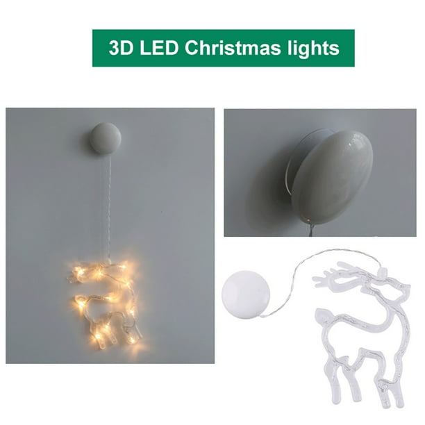 Luz navideña con ventosa Luz de ventosa de Navidad Luz de hadas de Navidad LED para interior (J)
