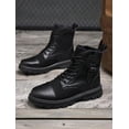 thumbnail image 4 of Men's High-Top Combat Boots - Premium Mixed Fabric & Faux Leather Upper, Non-Slip Rugged Outsole with Durable Construction | Perfect for Daily Wear, Outdoor Adventures, and Casual outings, 4 of 9