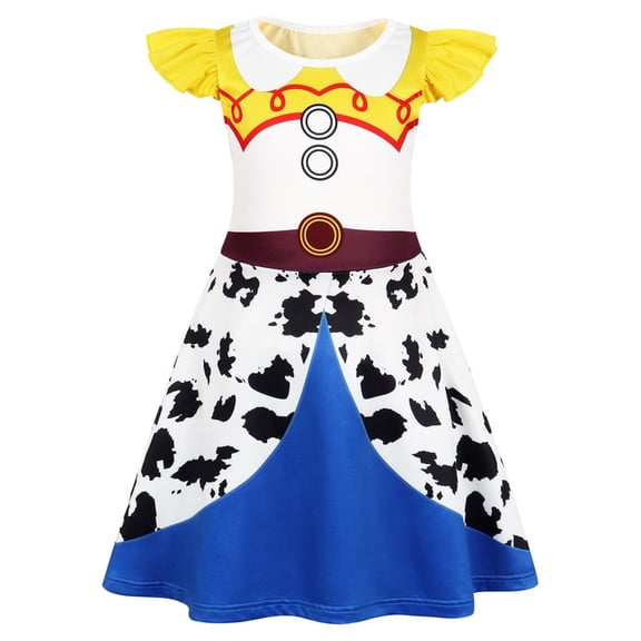Benylion Girls Cowgirl Costume Summer Dress Toddler Princess Dress up for Kids Birthday Outfits Halloween Role Play Clothes for 4-5 Years