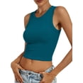 thumbnail image 6 of ANRABESS Women Basic Crop Tank Tops Casual Ribbed Knit Workout Tops Sleeveless Shirts Tight High Neck Camisole Women Girls Summer Clothes Indigo XXL, 6 of 11