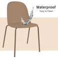 thumbnail image 6 of Set of 4 Stackable Dining Kitchen Chairs Plastic Armless Side with Back Curved Round Shape Chrome Metal Legs Indoor Outdoor Patio Brown, 6 of 14